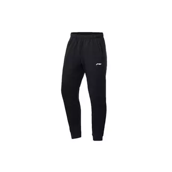 Футбольные брюки Li Ning с вышитым логотипом, флисовые, с манжетами, свободные, мужские, черные AKLRB45-1 XL