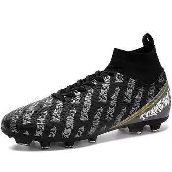 Футбольные бутсы 31-48. Детские футбольные бутсы. Мужские спортивные футбольные бутсы с высокими берцами и длинными ногтями. Молодежные спортивные футбольные бутсы большого размера. 31 белый