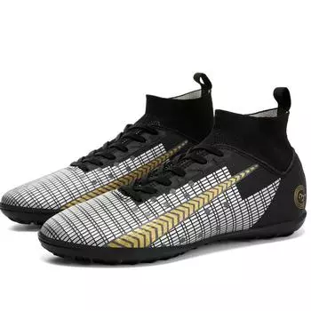 Футбольные бутсы 31-48, футбольные бутсы унисекс, мужские тренировочные бутсы с короткими ногтями, детские футбольные бутсы, молодежные кожаные футбольные бутсы 31 чёрный