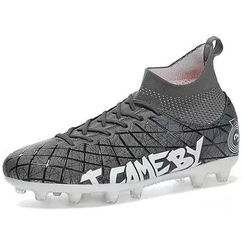 Футбольные бутсы 31-48, мужские футбольные бутсы с высоким берцем, кожаные футбольные бутсы для мальчиков большого размера с длинными ногтями 31 белый