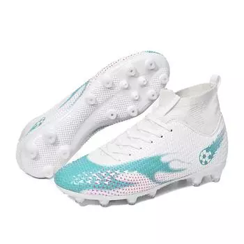 Футбольные бутсы 33-45 Мужские футбольные бутсы с высоким верхом и носком Спортивная обувь для молодежи Футбольные тренировочные бутсы Art Makeup Lawn Детские футбольные бутсы 33 циан