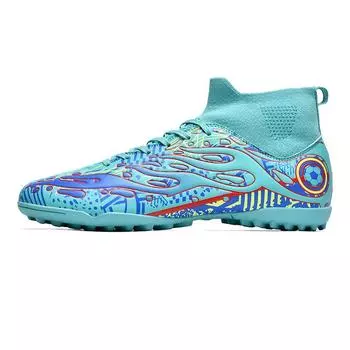 Футбольные бутсы 36–45, футбольные бутсы, высокие носки, короткие ногти, искусственный газон, тренировочные бутсы для молодых футболистов для детей 36 циан