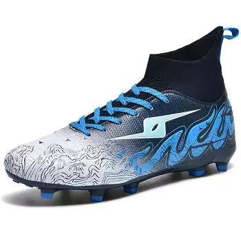 Футбольные бутсы — это высокие эластичные носки со шнуровкой для тренировок по искусственному газону на открытом воздухе для занятий спортом в футболе 35 темно-синий