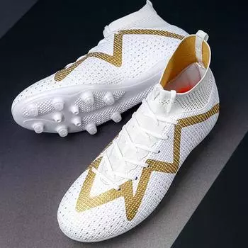 Футбольные бутсы большого размера, мужские/женские футбольные бутсы для соревнований по искусственной траве Young AG Nail, спортивные тренировочные футбольные бутсы 39 белый