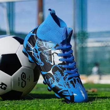 Футбольные бутсы большого размера с высоким верхом и шипами для учеников средней школы, профессиональная тренировочная обувь для взрослых, игровая обувь 2025 32