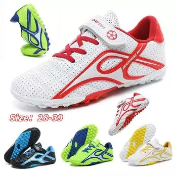 Футбольные бутсы для детей, футбольные бутсы для школы, бутсы для игры в траву, кроссовки для мальчиков и девочек, спортивная обувь для тренировок на открытом воздухе 28 синий