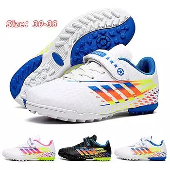 Футбольные бутсы для детей, футбольные бутсы для школы, бутсы для игры в траву, кроссовки для мальчиков и девочек, спортивная обувь для тренировок на открытом воздухе 30 чёрный