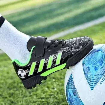 Футбольные бутсы для детей, футбольные бутсы для школы, бутсы для игры в траву, кроссовки для мальчиков и девочек, спортивная обувь для тренировок на открытом воздухе 28 чёрный