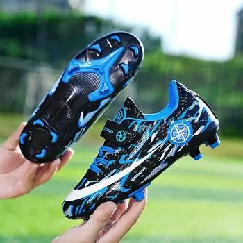Футбольные бутсы для детей и подростков, липучки, для мальчиков и девочек, шипы, рваные гвозди, плоская подошва, для школьников, игровые кроссовки 28