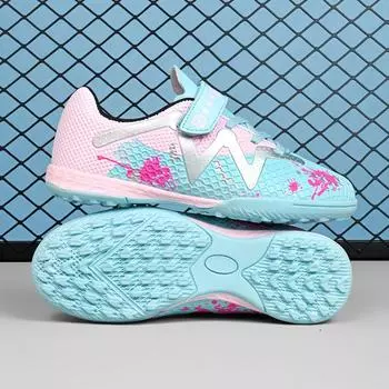 Футбольные бутсы для детей начальной школы с шипами для мальчиков Velcro TF сломанные ногти для занятий спортом на траве в помещении и на улице кожаная обувь для тренировок 28