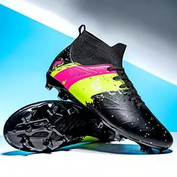 Футбольные бутсы для иностранных товаров, мужские и женские, высокие, спортивные, длинные ногти, сломанные ногти, студенческие зеленые тренировочные кроссовки 35