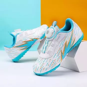 Футбольные бутсы для мальчиков 30–38 лет с вращающимися пуговицами, детские футбольные бутсы со сломанным ногтем для девочек, тренировочные футбольные бутсы для соревнований 30