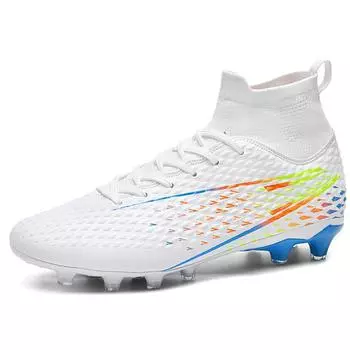 Футбольные бутсы для мальчиков 32-46 лет, мужские футбольные бутсы для улицы, мужские спортивные футбольные бутсы для ногтей, футбольные бутсы Hobnail 32 белый