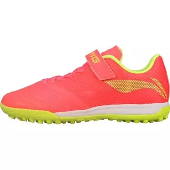 Футбольные бутсы Li Ning Iron TF с шипами, прочные, амортизирующие, низкие, флуоресцентные, красные, детские футбольные бутсы ASTR012-1 35.5