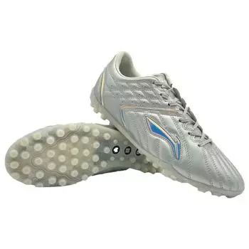 Футбольные бутсы Li Ning Yue 2 TF с искусственным покрытием, амортизирующие, нескользящие, прочные, мужские, серебристые, ASTT011-2 41