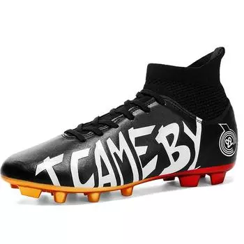 Футбольные бутсы мужские большого размера 31-48 с гальваническим покрытием, подошва детская, высокие, с длинными гвоздями, для игры в помещении и на открытом воздухе, противоскользящие футбольные бутсы 31 белый