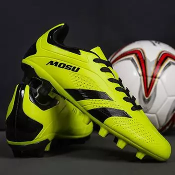 Футбольные бутсы мужские детские большого размера 35-45 с низким верхом и длинными шипами для тренировок на открытом воздухе, противоскользящие, профессиональные футбольные бутсы 35 ярко-розовый