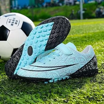 Футбольные бутсы мужские осенние высокие шипы сломанные ногти студенческие детские мальчики профессиональные тренировочные 2025 28 небесно-голубой