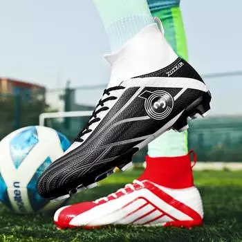 Футбольные бутсы мужские подростковые Nail AG детские профессиональные тренировочные бутсы Assassin с высоким берцем 31 чёрный