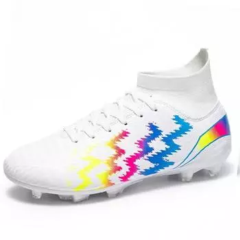 Футбольные бутсы мужские/женские 38-45 с мягкой резиновой подошвой и шипами для искусственного газона, для соревнований в помещении, профессиональные детские футбольные бутсы 38 белый
