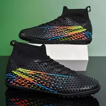 Футбольные бутсы мужские/женские резиновые с мягкой подошвой, короткие гвозди, искусственный газон, юниорские детские футбольные бутсы 33 белый