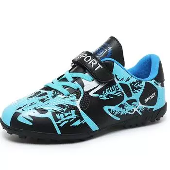 Футбольные бутсы резиновые нескользящие TF с короткими ногтями Magic Post молодежные детские футбольные бутсы 28 синий/белый