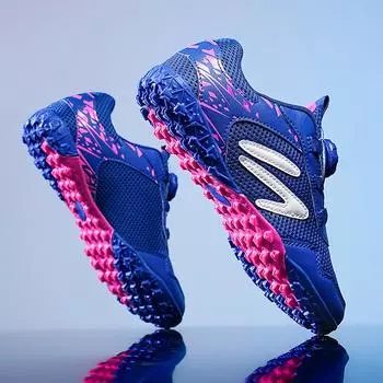 Футбольные бутсы с вращающейся пряжкой 2024 года, летние, для детей, юношей и девушек, для учеников начальной и средней школы, со сломанными ногтями, спортивная обувь для соревнований 28