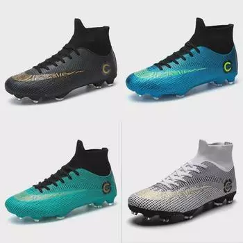 Футбольные бутсы с высоким верхом 2024 года с длинными и короткими шипами, большой размер 45, для мальчиков и взрослых 41