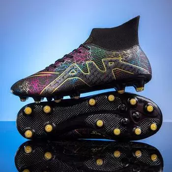 Футбольные бутсы с высоким верхом AG nails кожаные ноги tf сломанные ногти искусственный газон мальчики и девочки подростки студенты тренировочные туфли 36