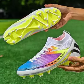 Футбольные бутсы с высоким верхом для мужчин и женщин, TF, сломанные ногти, FG, длинные ногти, искусственный газон, для взрослых, тренировочная обувь 34