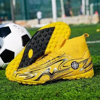 Футбольные бутсы с высоким верхом и шипами. Игра в начальной школе. Сломанные ногти для молодежи. Тренировочные бутсы. Футбольные бутсы для взрослых 32-46. 32