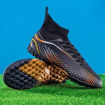 Футбольные бутсы с высоким верхом, мужские и женские кроссовки со сломанными гвоздями, настоящие нескользящие кроссовки для взрослых на траве 33