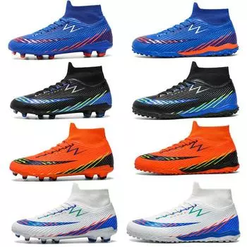 Футбольные бутсы с высоким верхом tf сломанные ногти искусственный газон AG ногти кожаные ноги мальчики и девочки дети и подростки студенты тренировочная обувь 35