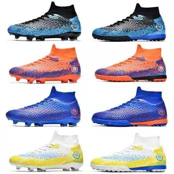 Футбольные бутсы с высоким верхом tf сломанные ногти искусственный газон AG ногти кожаные ноги мальчики и девочки дети и подростки студенты тренировочная обувь 35