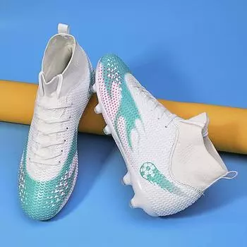 Футбольные бутсы с высокими носками, мужские и женские, AG, длина, короткие ногти, кожаная обувь для молодежи, студентов, спортивная футбольная обувь 33