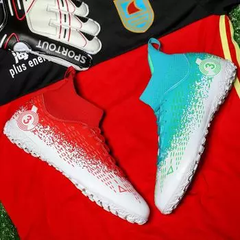 Футбольные бутсы TF/FG для уличных тренировок, футбольные бутсы для мужчин и женщин, для взрослых, подростковые бутсы, тренировочные кроссовки, дышащие высокие кроссовки, новинка 35