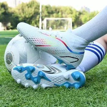 Футбольные бутсы унисекс 35-45, футбольные бутсы большого размера, AG, тренировочная обувь для соревнований с длинными ногтями для детей 35 белый