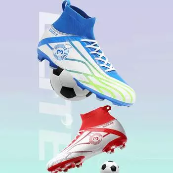 Футбольные бутсы унисекс, носки с длинными ногтями AG, профессиональные высокие тренировочные кроссовки, детские футбольные бутсы 31 чёрный