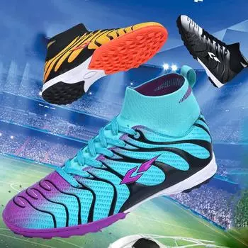 Футбольные бутсы унисекс, резиновая мягкая подошва, короткие шипы, искусственная кожа, молодежные детские футбольные бутсы 35 чёрный