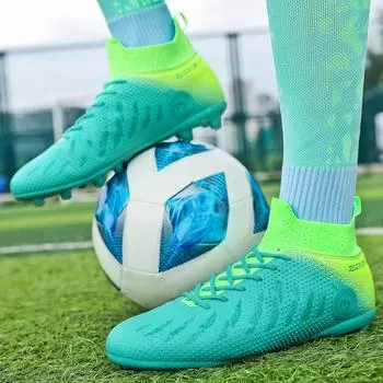 Футбольные бутсы унисекс с длинными ногтями AG, искусственный газон, профессиональные детские футбольные бутсы большого размера, футбольные бутсы 31 чёрный