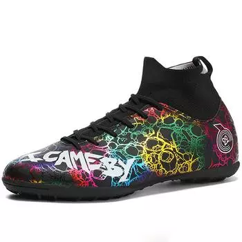 Футбольные бутсы унисекс с мягкой резиновой подошвой и шипами для соревнований на искусственном газоне на открытом воздухе для профессиональных детей 31 чёрный