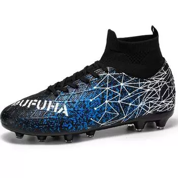 Футбольные бутсы унисекс с высоким голенищем, цветные, с длинными гвоздями, спортивные футбольные бутсы большого размера для молодежи и детей 35 чёрный