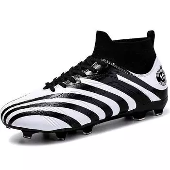 Футбольные бутсы унисекс с высоким верхом и эластичным носком, спортивные футбольные бутсы для активного отдыха с длинными гвоздями, большие размеры, детские футбольные бутсы для молодежи 35 флуоресцентный желтый