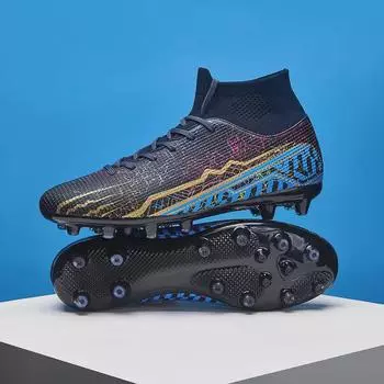 Футбольные бутсы унисекс с высоким верхом для взрослых и детей - подошва TF и AG, кожаные тренировочные кроссовки для искусственного газона 40