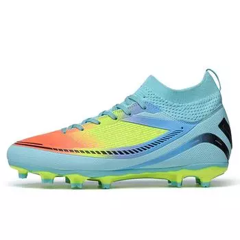 Футбольные бутсы унисекс, уличные/в помещении, футбольные бутсы для мальчиков и девочек, профессиональные тренировочные кроссовки по мини-футболу 34 синий/жёлтый