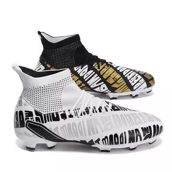 Футбольные бутсы высокие tf сломанные ногти искусственный газон кожаные ноги мальчики и девочки AG длинные ногти соревнования студент тренировочные туфли 31