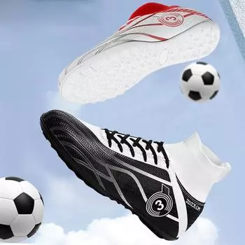 Футбольные бутсы высокого ранга, мужские стильные футбольные тренировочные кроссовки для взрослых с короткими ногтями для взрослых 31 чёрный