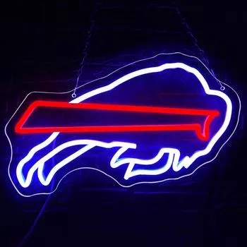 Футбольные неоновые вывески с логотипом команды Buffalo, спортивные декоративные вывески, светодиодная футбольная вывеска для клуба, настенный декор для футбольных болельщиков