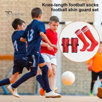 Футбольные щитки для голени с носками, высокопрочные, ударопрочные, с жесткой оболочкой, регулируемые, легкие, футбольные щитки для голени, защитное снаряжение синий