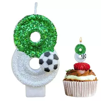 Футбольные свечи на день рождения, зеленые искры, цифровая свеча с цифрой 0-9, футбольный мяч, свеча для детей, украшение на день рождения, украшение на торт